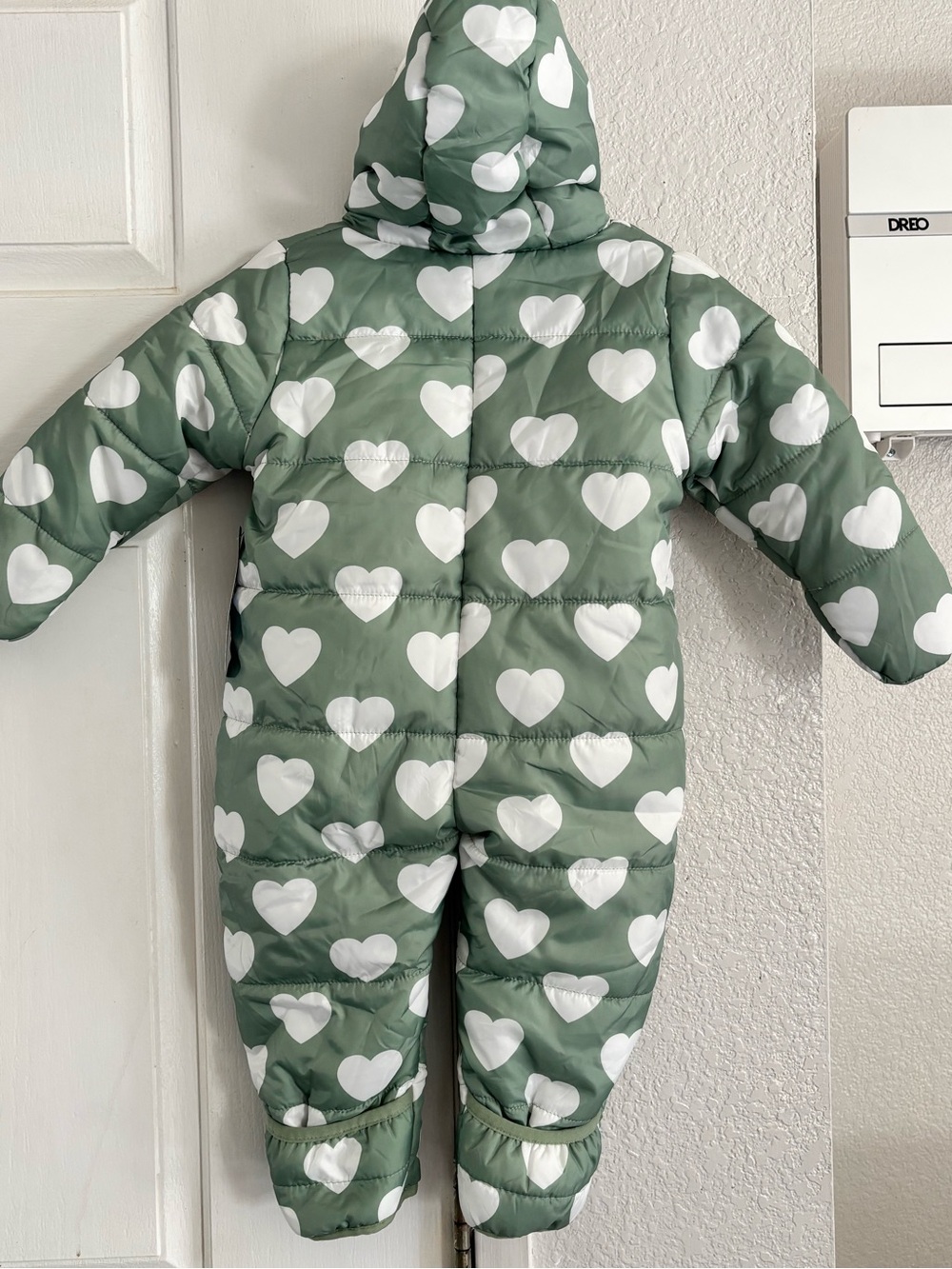 Kids Green Heart Print One-Piece Snowsuit 18M NWT - Picture 2 of 2
